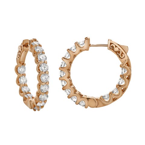 Lilith 14K Gold Diamond Hoop Earrings - 4 Cts
