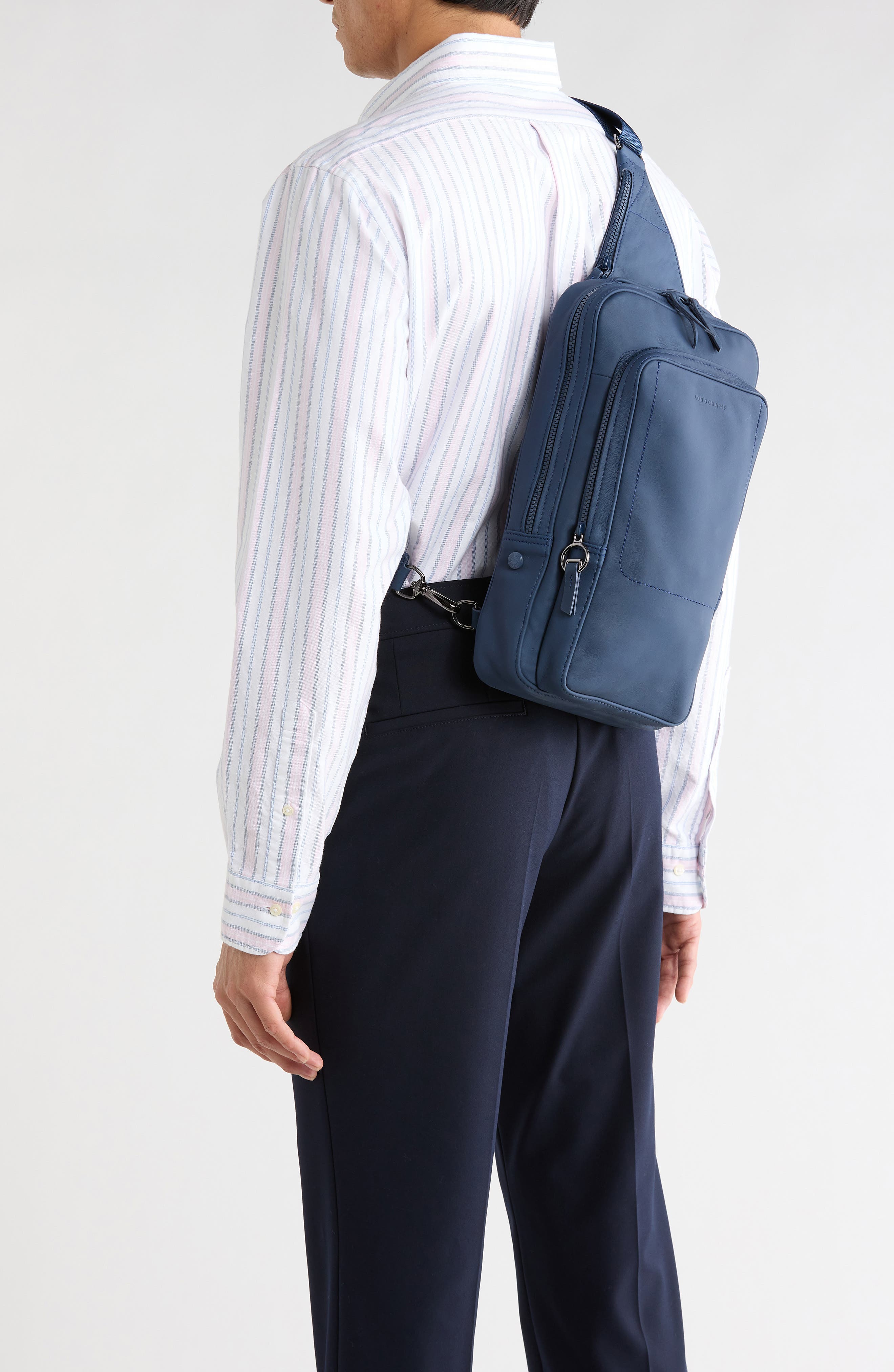 Longchamp Small Parisis Leather Sling Bag, Alternate, color, Baltik