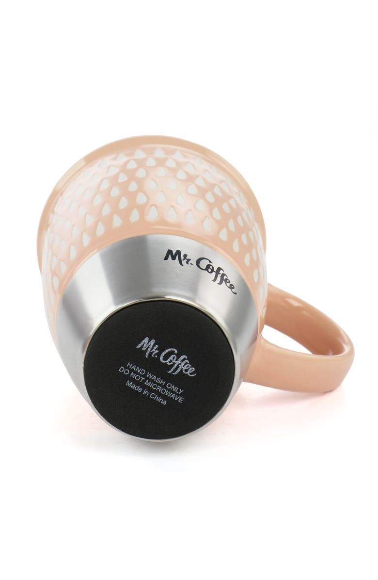 Mr. Coffee Coupleton Teardrop 4 Piece 15 Ounce Stoneware and Stainless Steel Travel Mug Set with Lid, Alternate, color, Pink