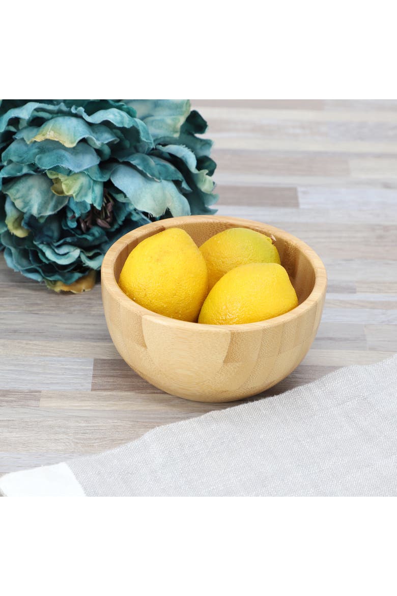 4 Piece 4.75 Inch Wood Salad Bowl Set, Alternate, color, Bamboo