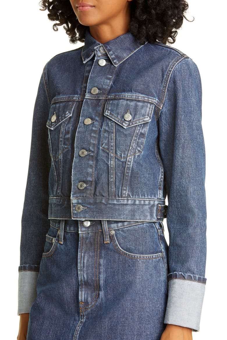 Little Denim Trucker Jacket, Alternate, color, DARK STONE WASH
