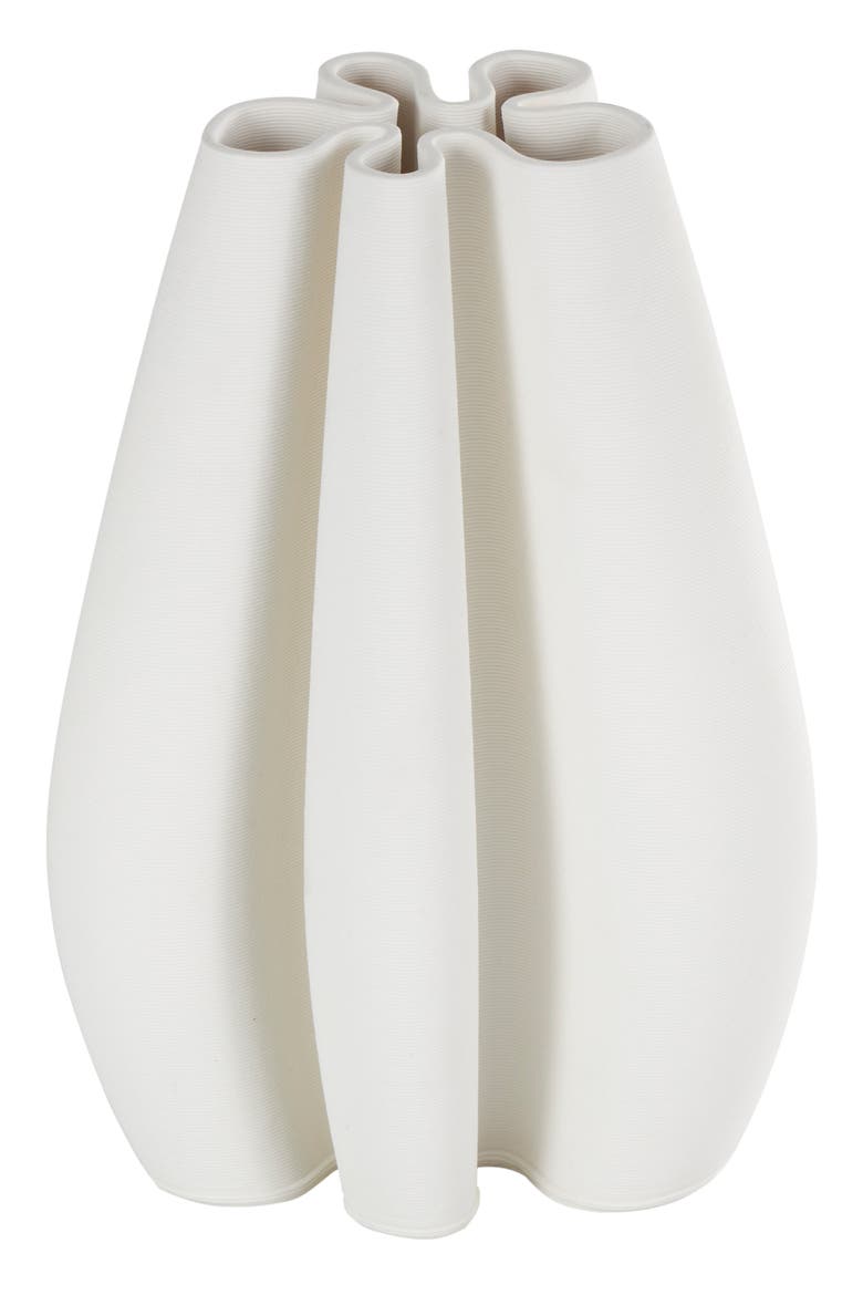Fluted Ceramic Vase, Main, color, WHITE
