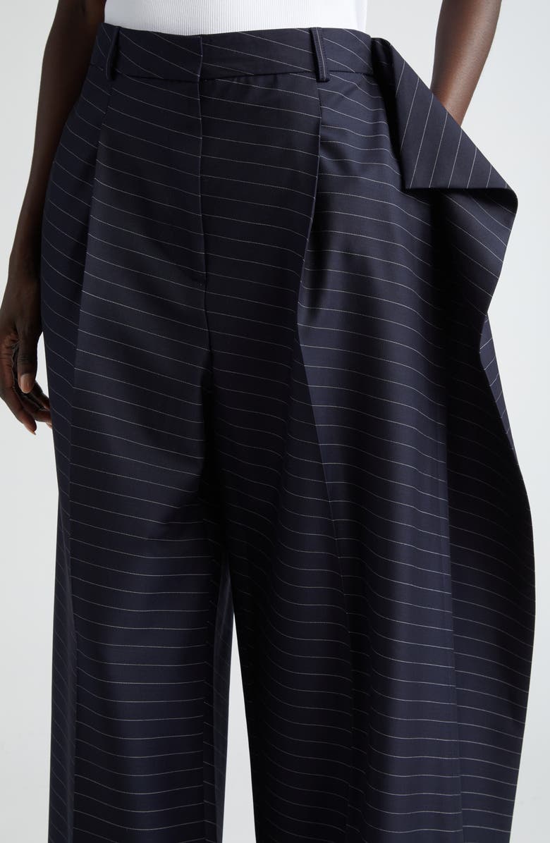 JW Anderson Pinstripe Drape Detail Wool Blend Trousers, Alternate, color, 