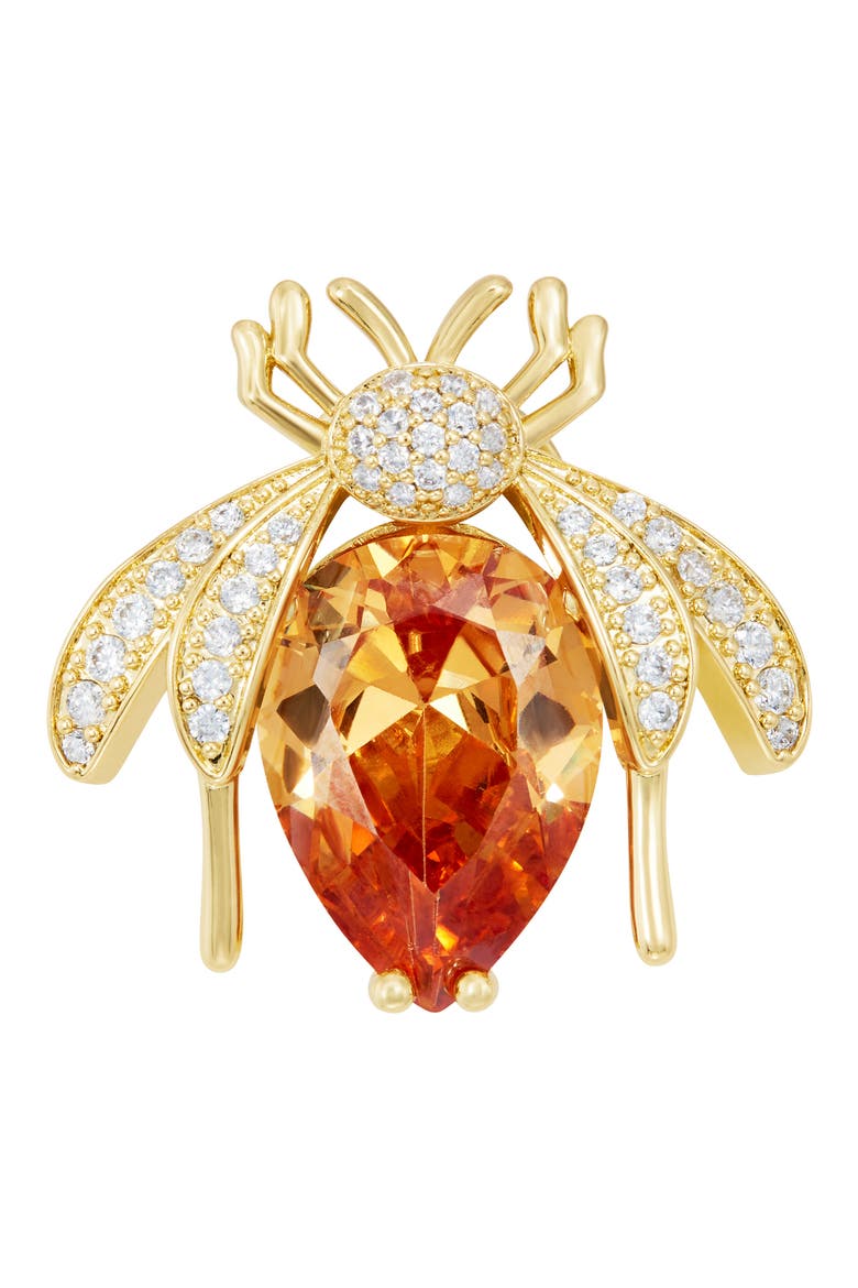 Bee Brooch with Chain, Main, color, YELLOW