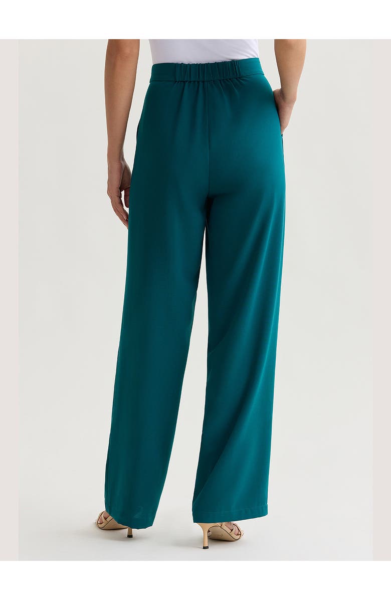 Misook Naomi Wide Leg Crepe de Chine Pant, Alternate, color, Spruce
