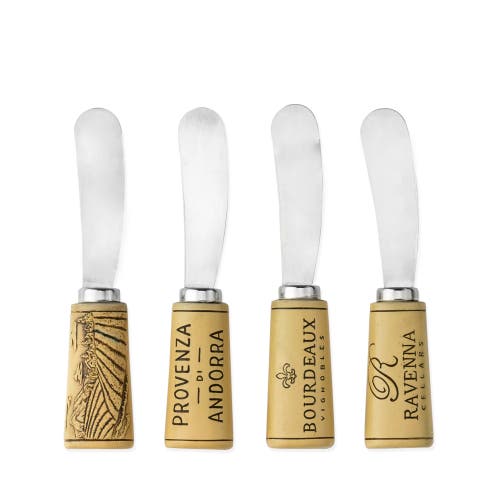 Twine Cork Handled Cheese Spreader Set In Silver