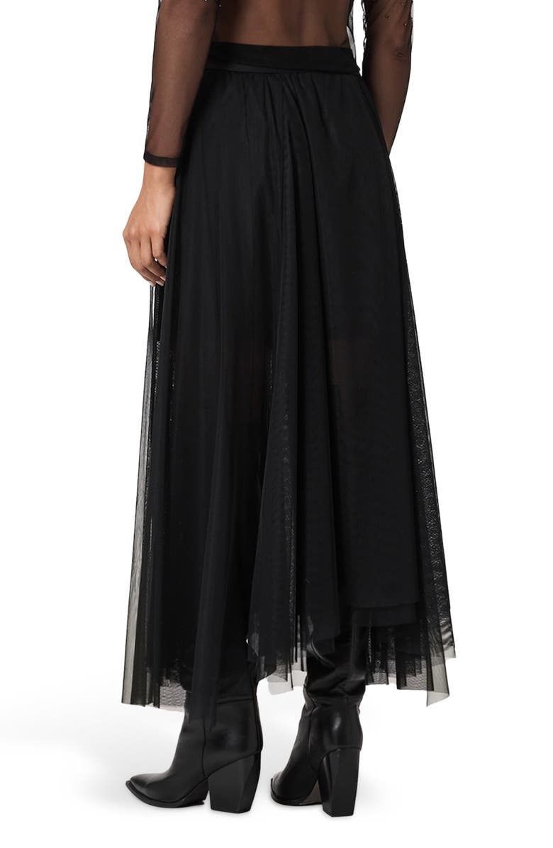 AllSaints Ally Tulle Skirt, Alternate, color, Black