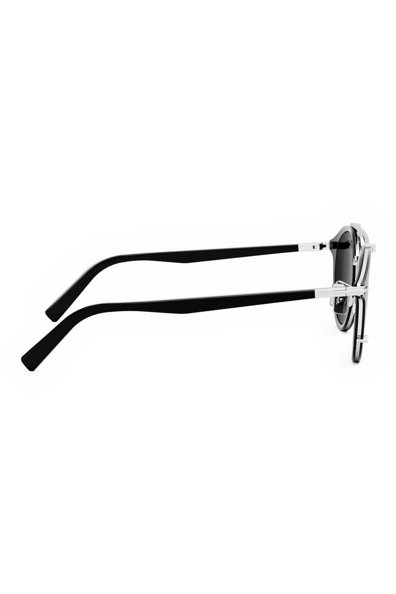 'DiorBlackSuit R7U 50mm Round Sunglasses, Alternate, color, SHINY BLACK / SMOKE