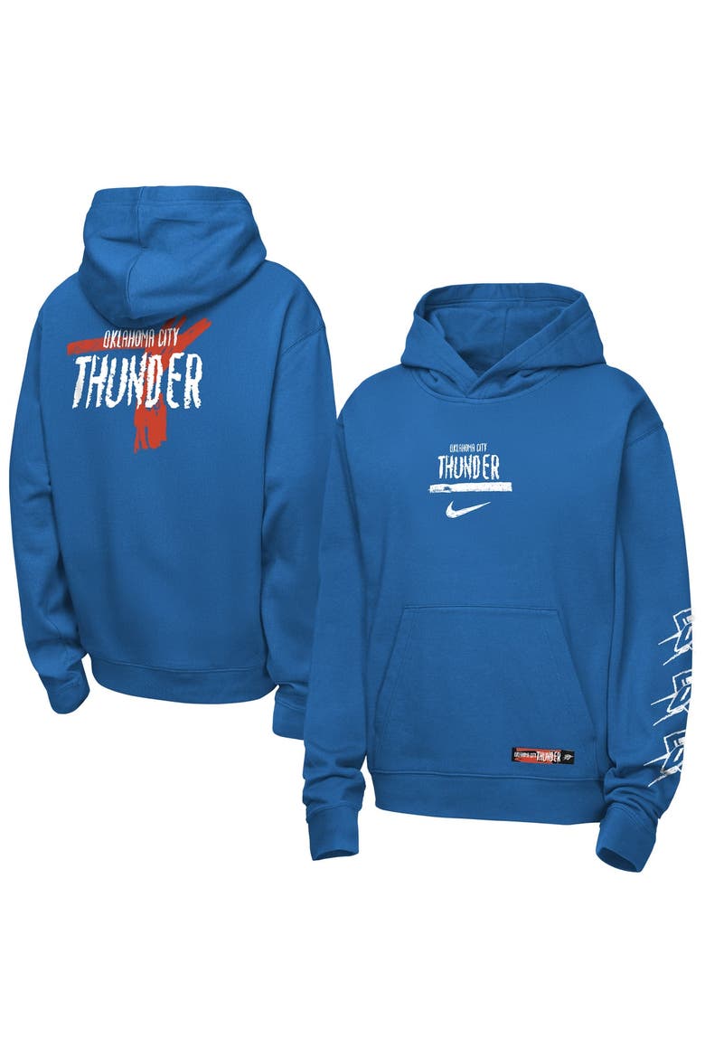 Youth Nike Blue Oklahoma City Thunder Courtside Club Premiere Hoodie, Main, color, Blue