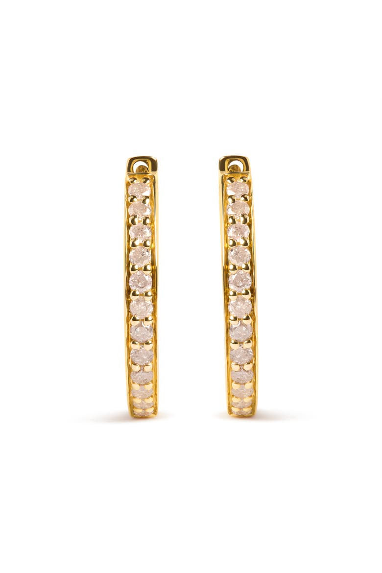 10K Yellow Gold 1/2 Ct RoundDiamond Hoop Earrings, Main, color, Yellow
