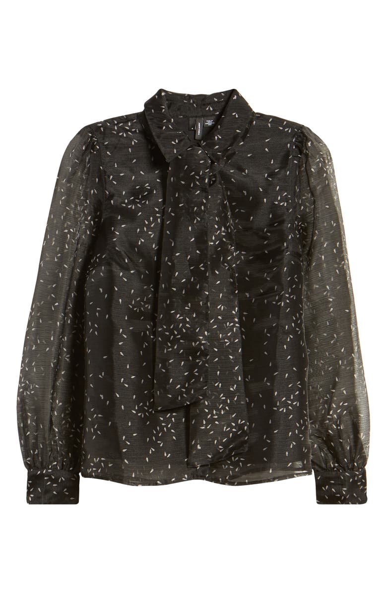 VERO MODA Ava Tie Neck Sheer Sleeve Shirt, Alternate, color,
