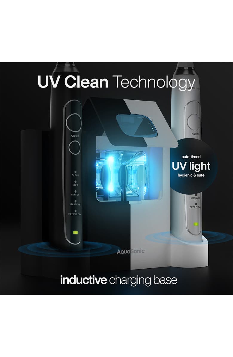 AQUASONIC Pro Home & Travel System Ultra-Whitening Toothbrush Set with UV Sanitizer, Alternate, color,