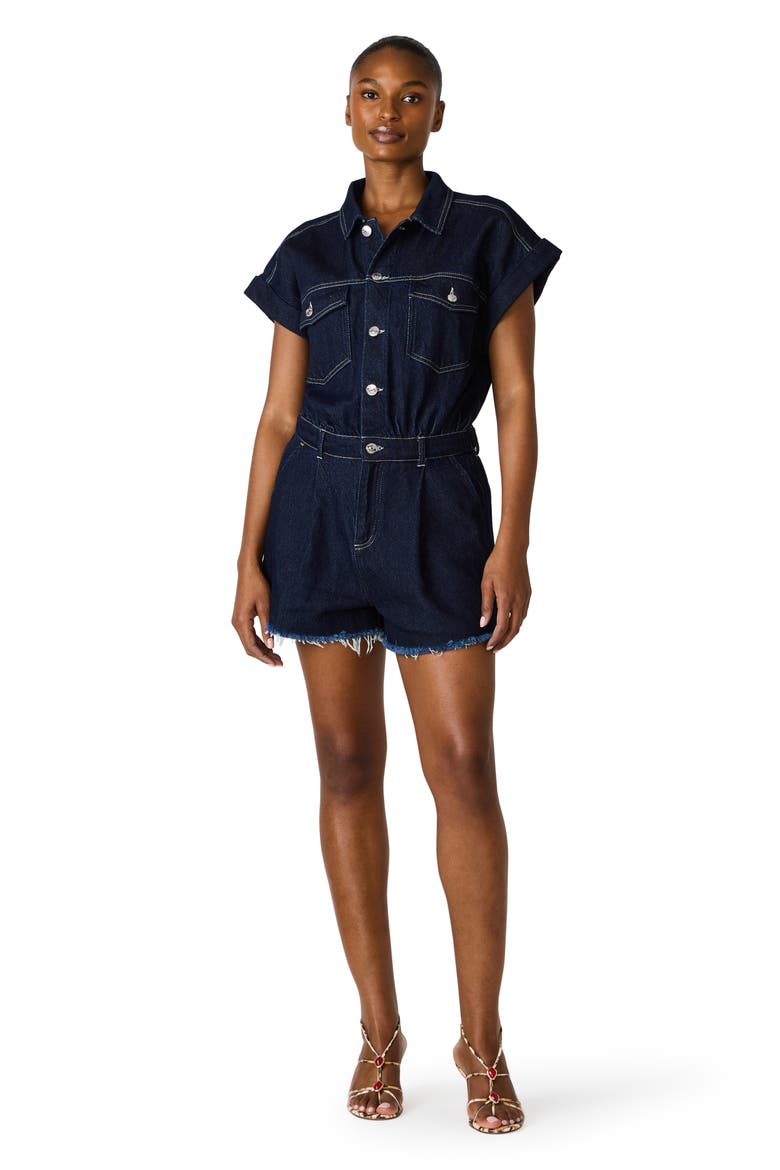Calliope Denim Romper, Alternate, color, BIJOU BLUE