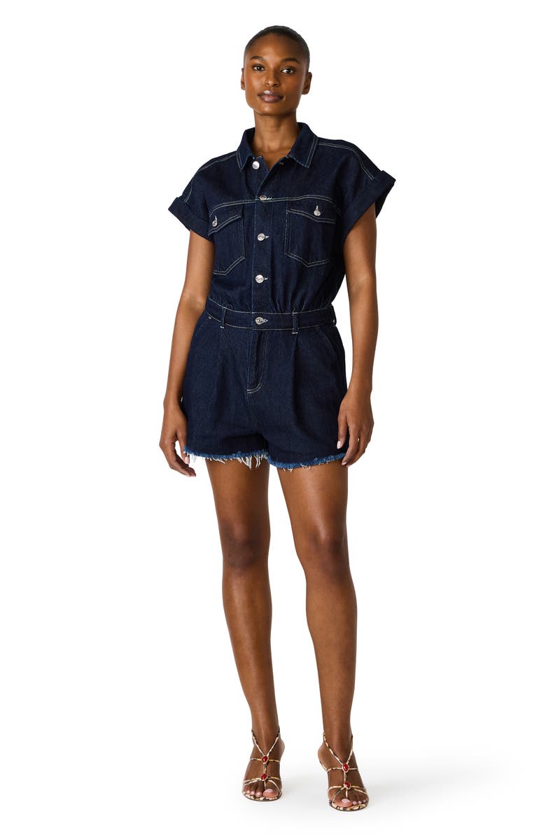 Steve Madden Calliope Denim Romper, Alternate, color, Bijou Blue