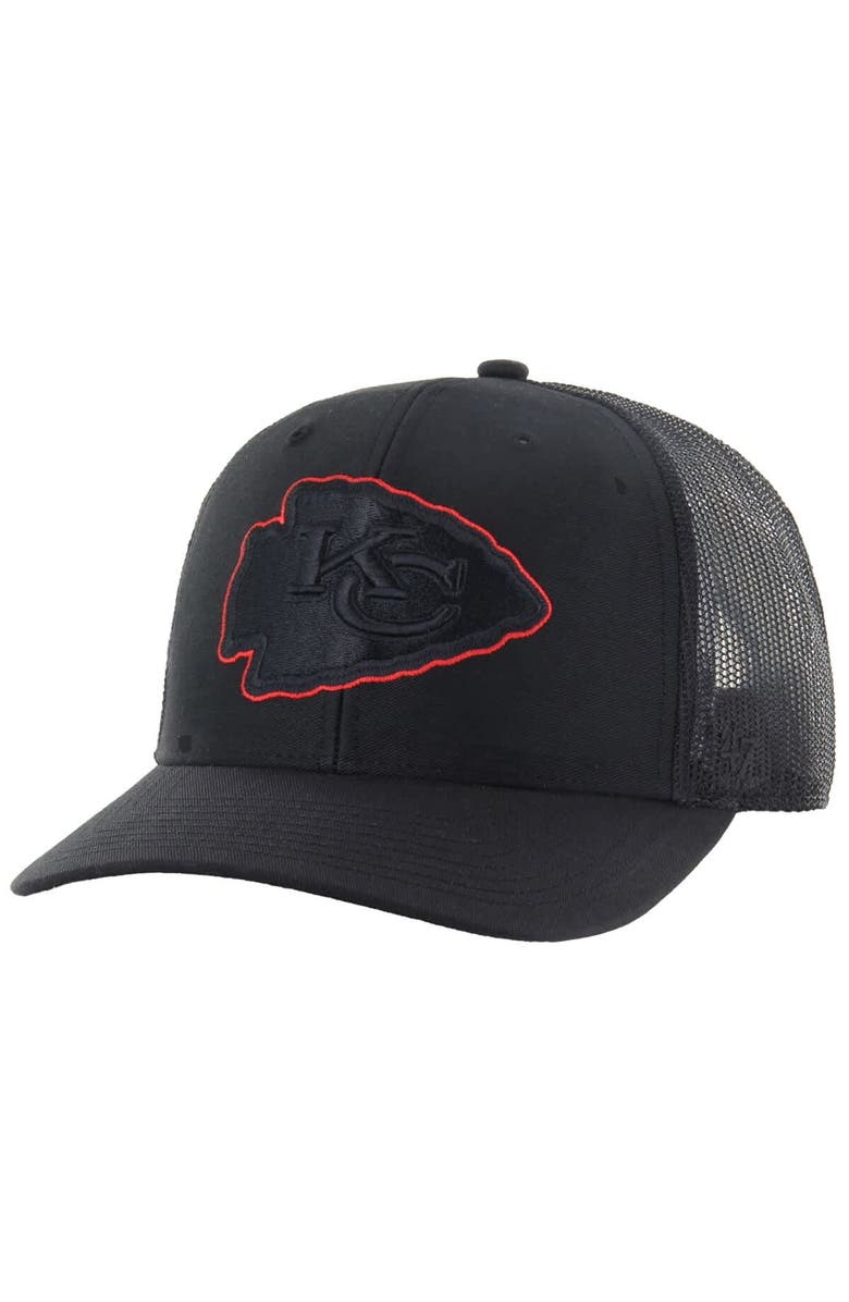 '47 Men's '47 Black Kansas City Chiefs Trucker Adjustable Hat, Main, color, 