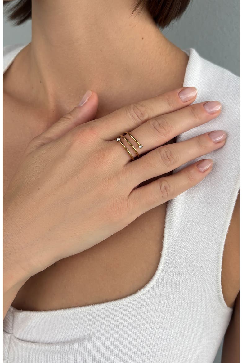 18k Gold Plated Spiral Bypass Ring, Alternate, color, GOLD