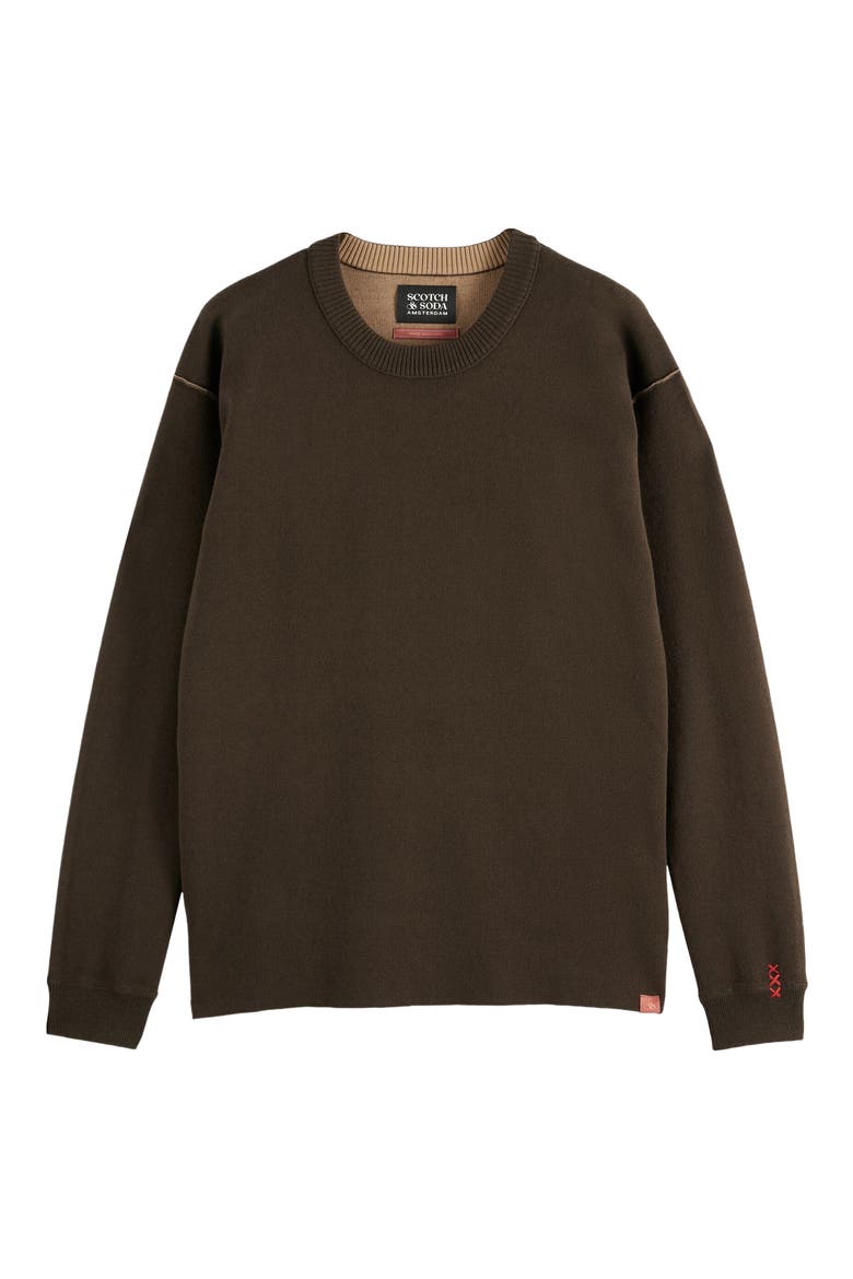 Double Face Wool & Cotton Sweater, Alternate, color, DEMITASSE