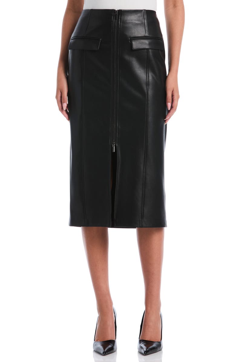 Laundry by Shelli Segal Faux Leather Midi Skirt, Main, color, Black