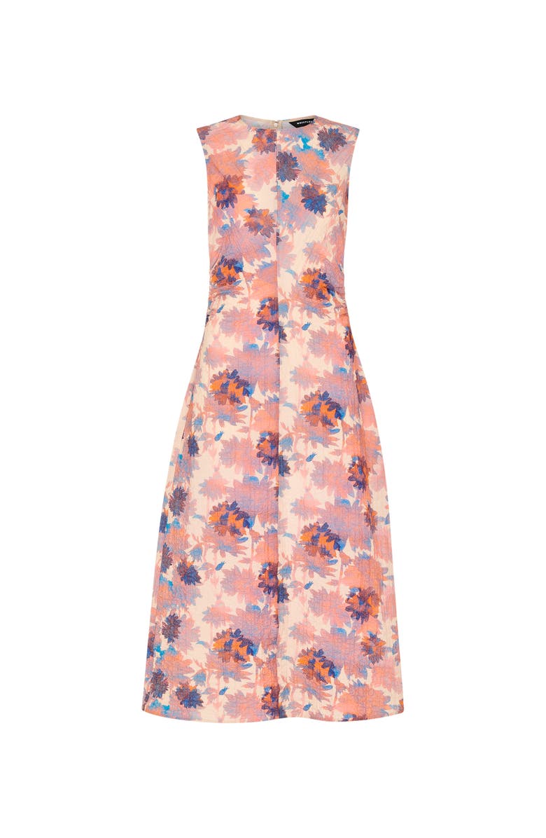 Whistles Sleeveless Floral Textured Midi Dress, Alternate, color, Pink/Multi