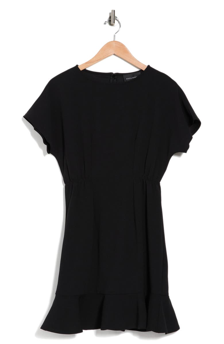 Donna Morgan Ruffle Hem Short Sleeve Dress, Alternate, color, Black