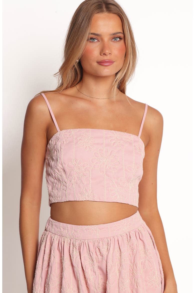 Jazara Floral Embroidered Crop Camisole & Midi Skirt Set, Alternate, color, PINK