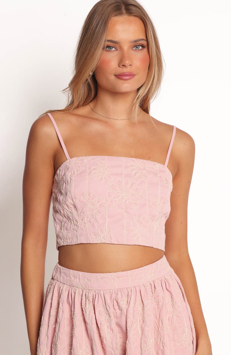 Petal & Pup Jazara Floral Embroidered Crop Camisole & Midi Skirt Set, Alternate, color,