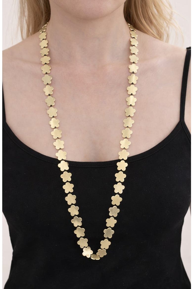 Lindsay Flower Motif Necklace, Alternate, color, GOLD