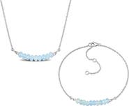 DELMAR Aquamarine Beaded Necklace & Bracelet Set