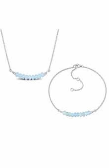 DELMAR Aquamarine Beaded Necklace & Bracelet Set