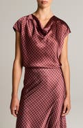 Vince Ombr Plaid Silk Cowl Neck Top