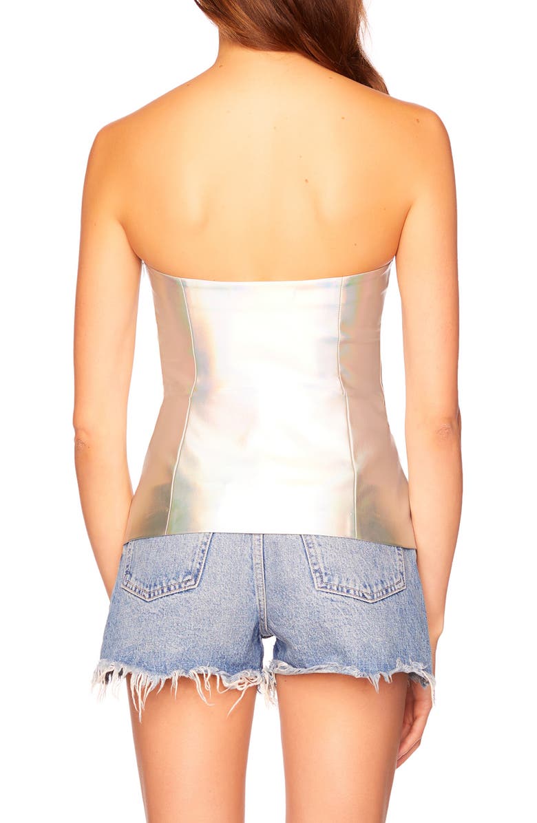Susana Monaco Iridescent Faux Leather Tube Top, Alternate, color, Iridescent