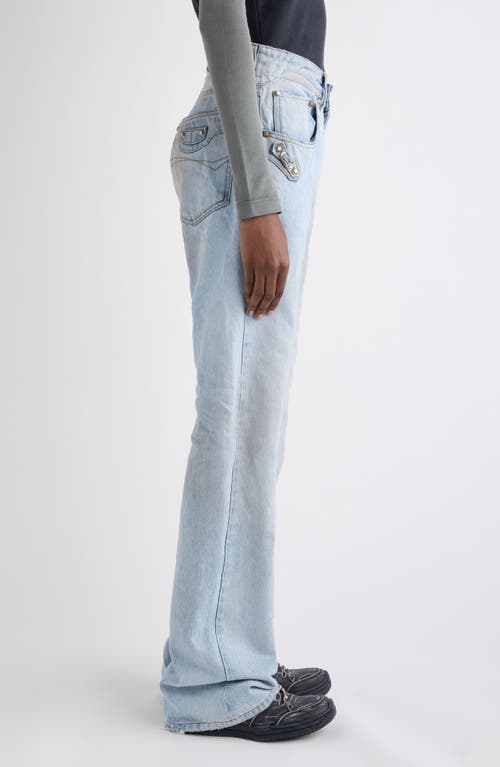 Balenciaga City Distressed Straight Leg Jeans In Blue