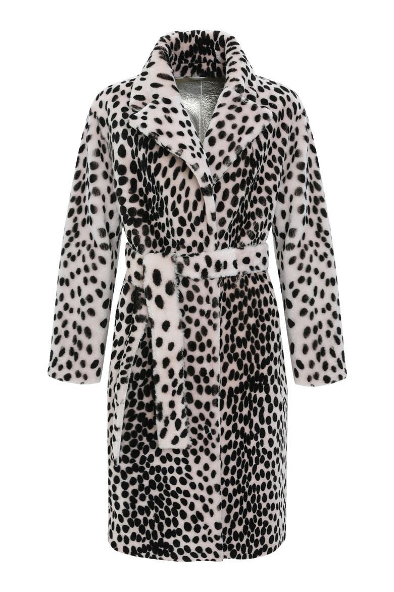 Genuine Shearling Short Coat, Reversible, Alternate, color, BEIGE/BLACK SPOTTED/GOLD