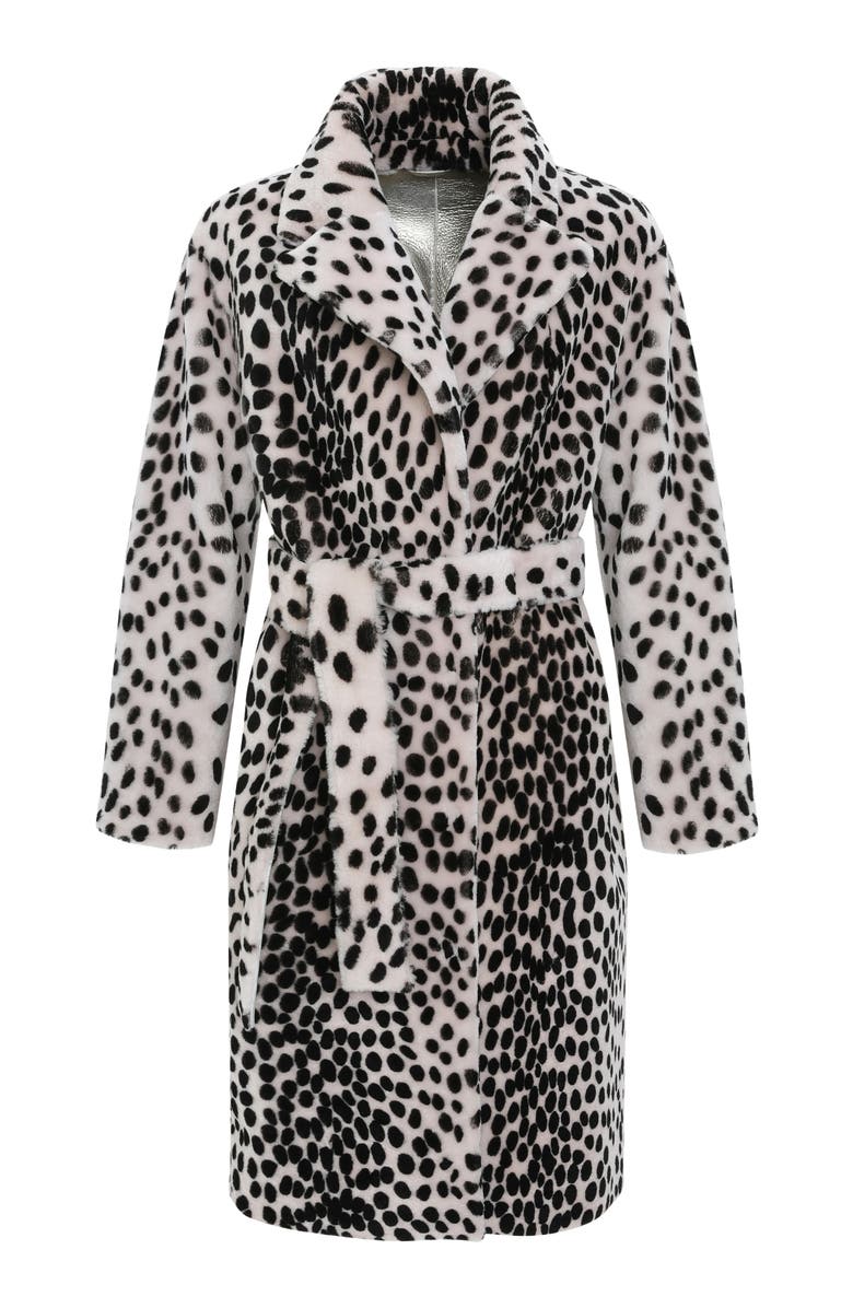 GORSKI Genuine Shearling Short Coat, Reversible, Alternate, color, Beige/Black Spotted/Gold