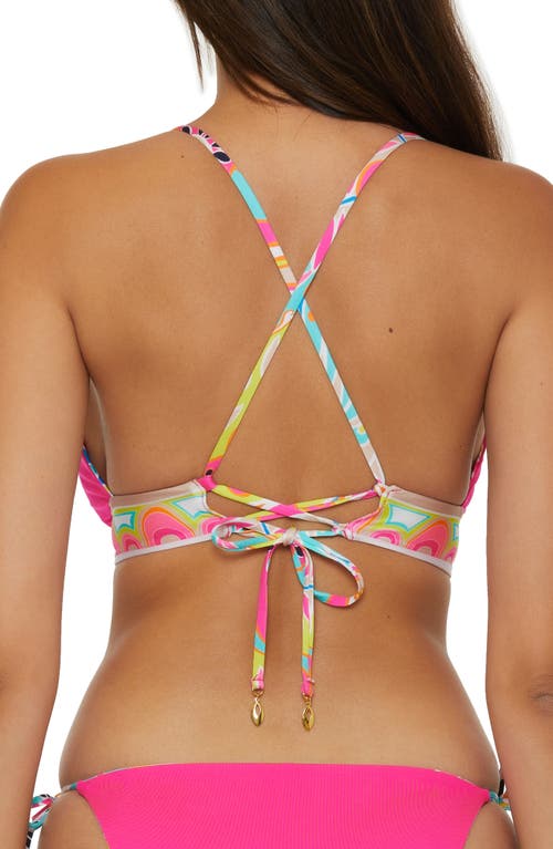 Trina Turk Reversible Halter Bikini Top In Pink Multi