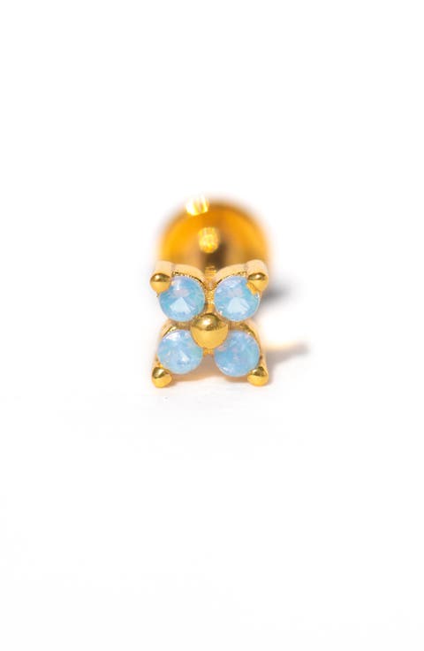 Blue Blossom Single Flat Back Stud Earring