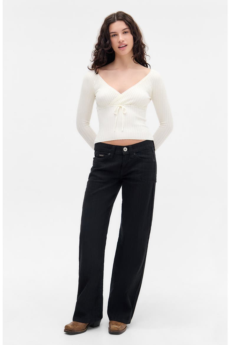 Rib Surplice Neck Sweater, Alternate, color, CREAM