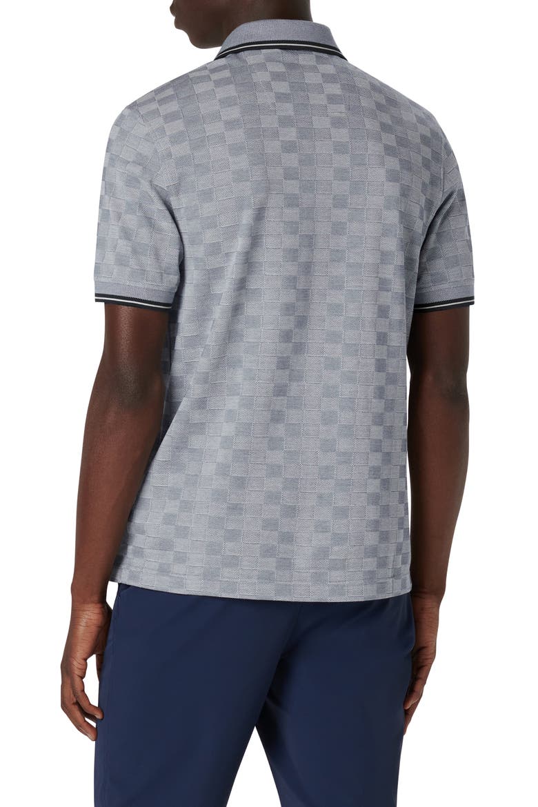 Checkerboard Pattern Piqué Polo, Alternate, color, ASPHALT