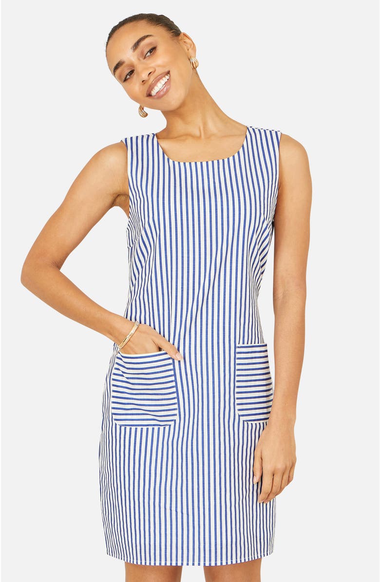 Yumi Stripe Cotton Shift Dress, Alternate, color, Blue