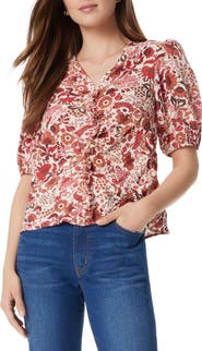 Sam Edelman Dakota Print Shirred Puff Sleeve Top