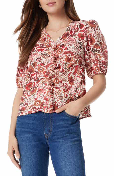 Sam Edelman Dakota Print Shirred Puff Sleeve Top