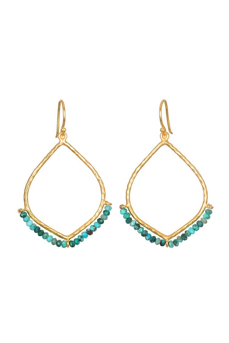 Healing Journey Turquoise Lotus Petal Earrings, Main, color, Blue