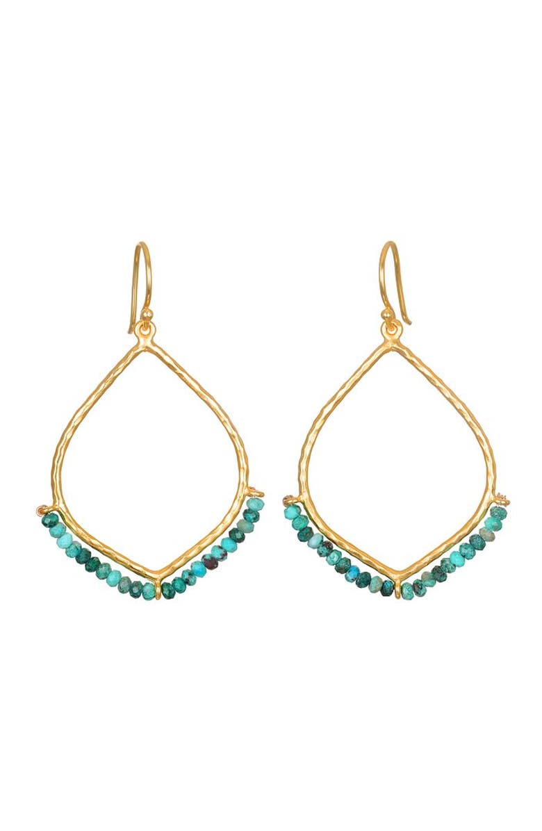 Satya Jewelry Healing Journey Turquoise Lotus Petal Earrings, Main, color, Blue