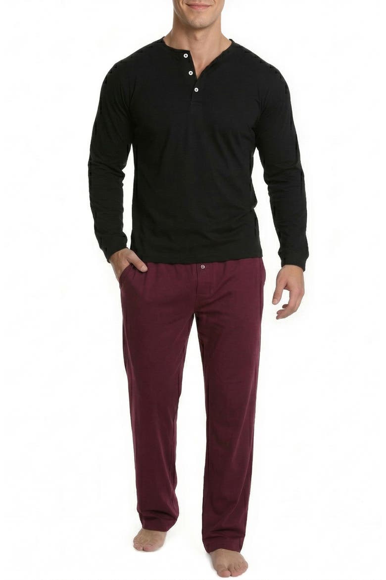 Knit Pajamas, Main, color, BLACK WITH BURGUNDY