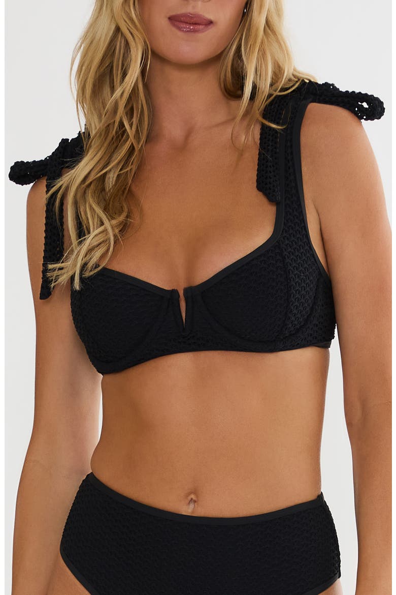 Blair Underwire Crochet Bikini Top, Main, color, BLACK CROCHET