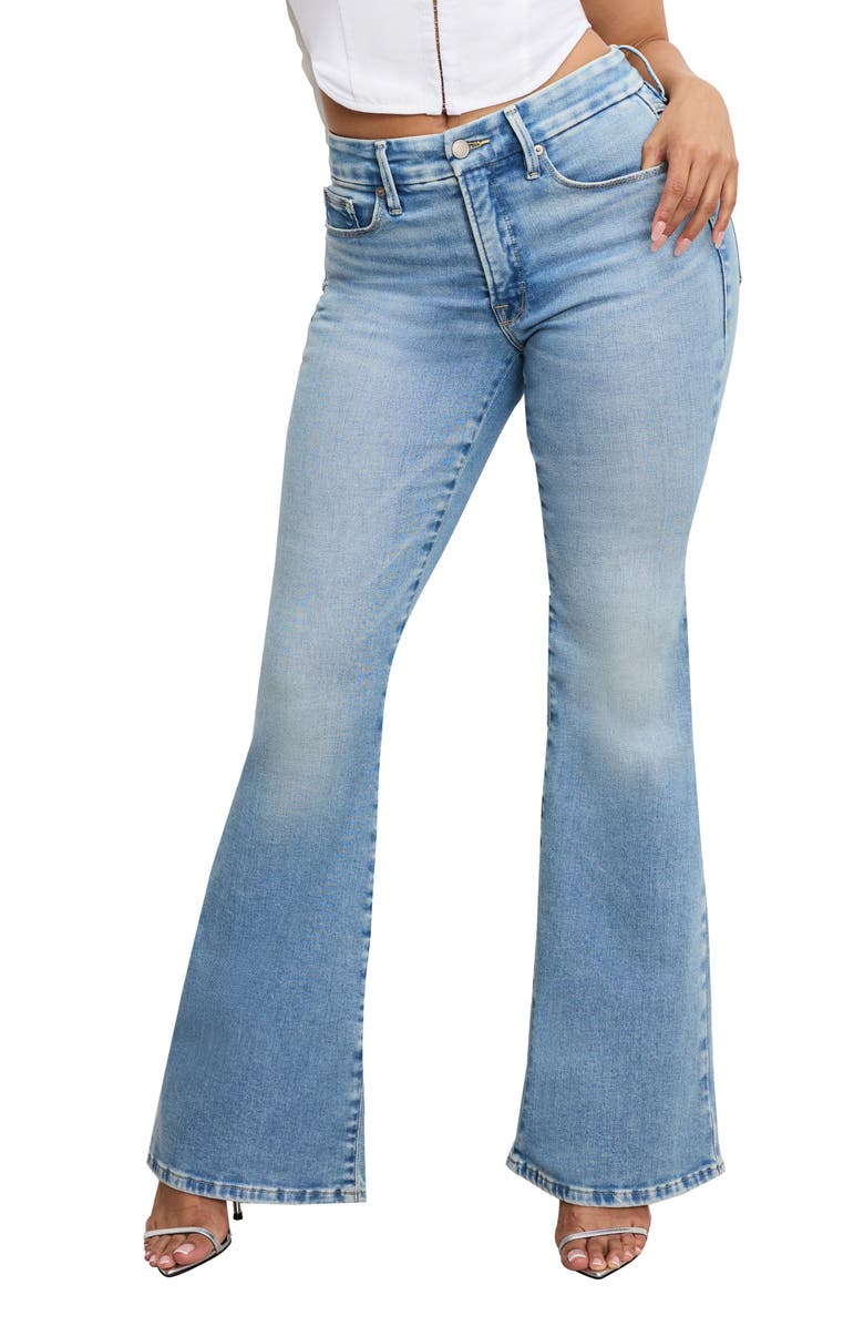 Good American Dolly Joleans Flare Jeans, Alternate, color, Indigo1019