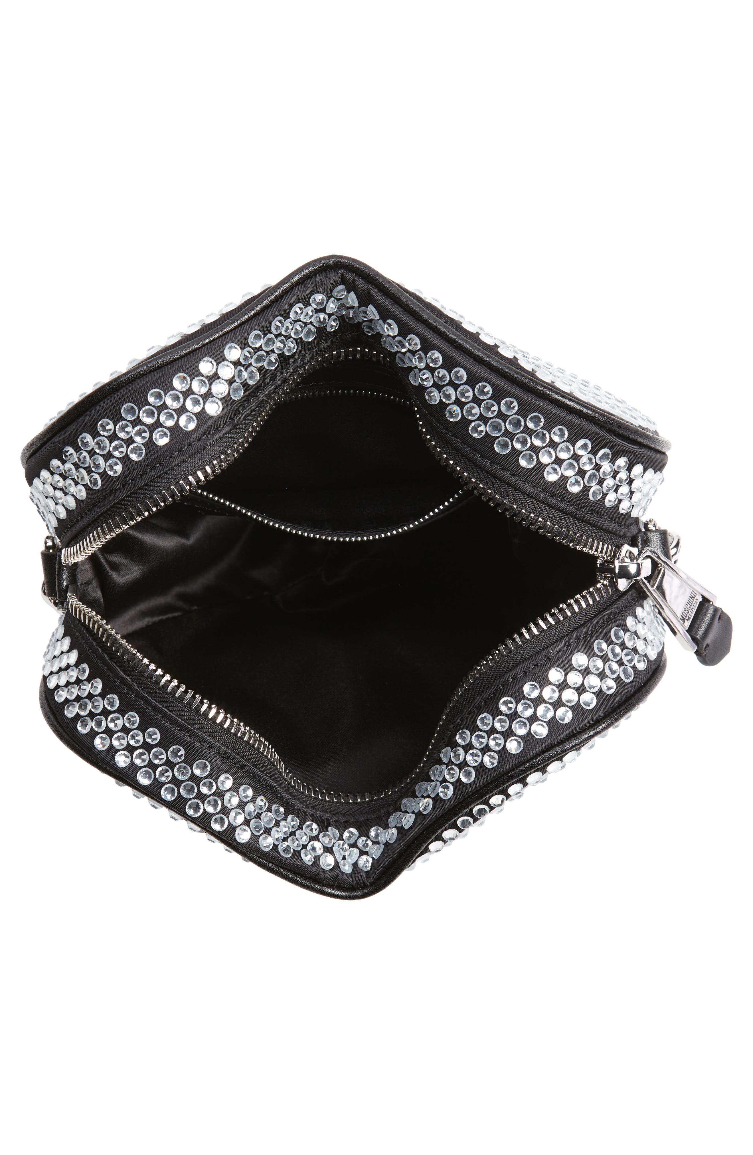 Moschino Heart Crystal Embellished Handbag, Alternate, color, 