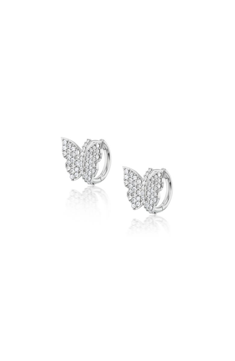 Sheryl Lowe Diamond Butterfly Huggie Earrings, Main, color, Sterling Silver