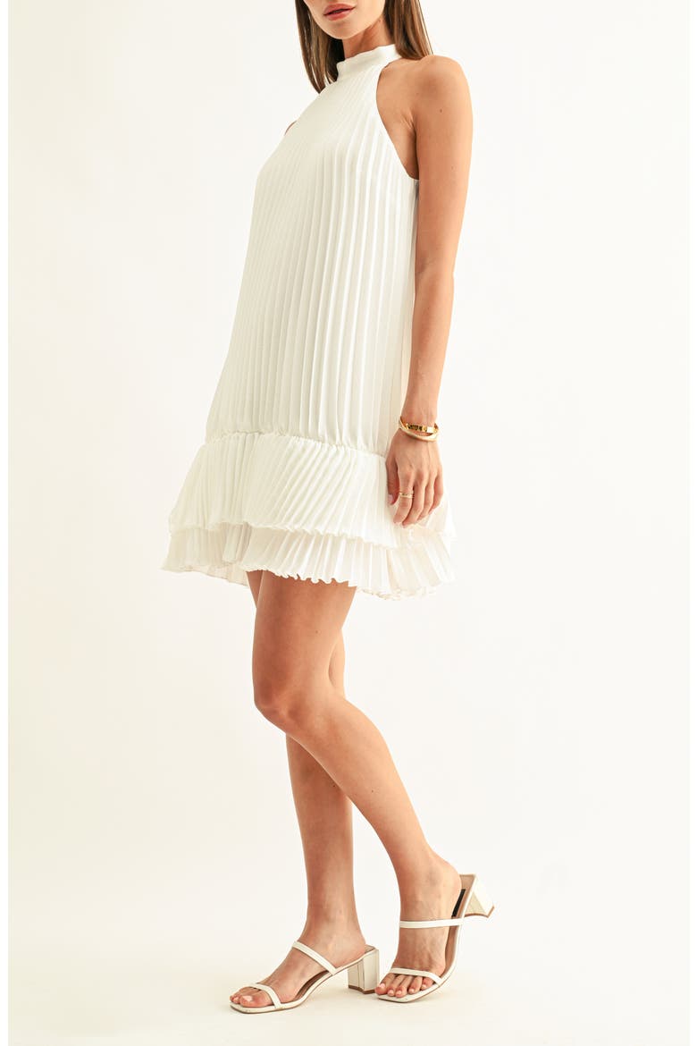 Brielle Pleated Trapeze Minidress, Alternate, color, IVORY