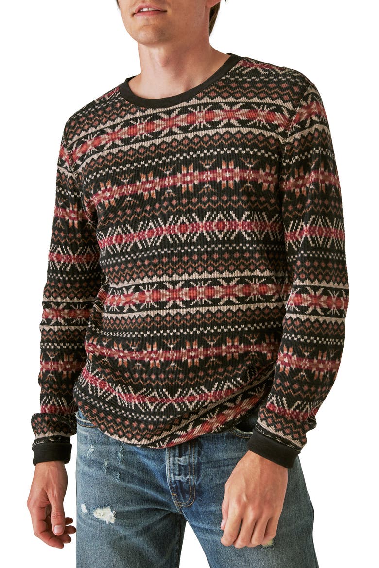 Geo Print Long Sleeve Thermal T-Shirt, Main, color, MULTI